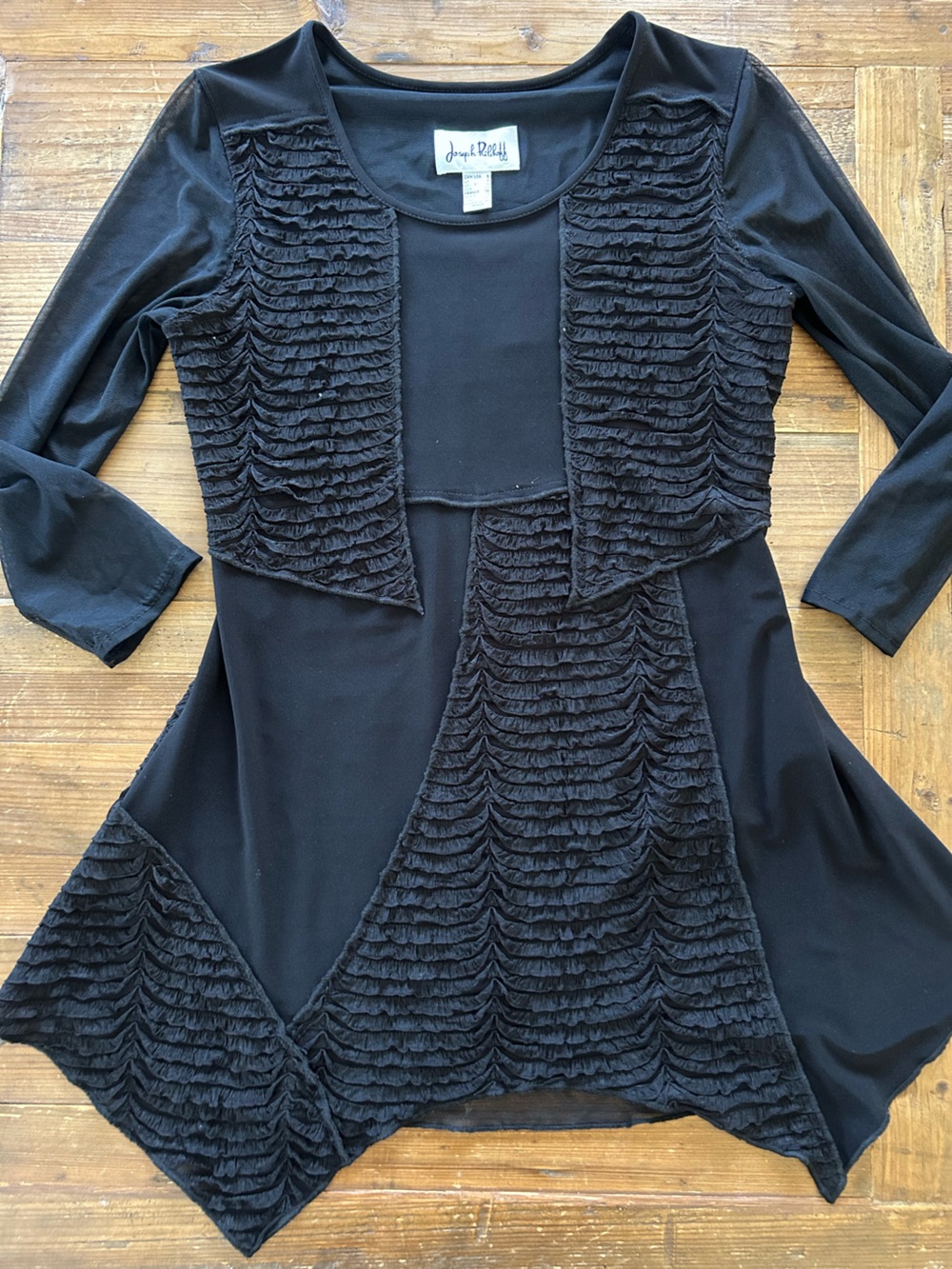 Joseph Ribkoff Black Ruffled Panel Tunic Top